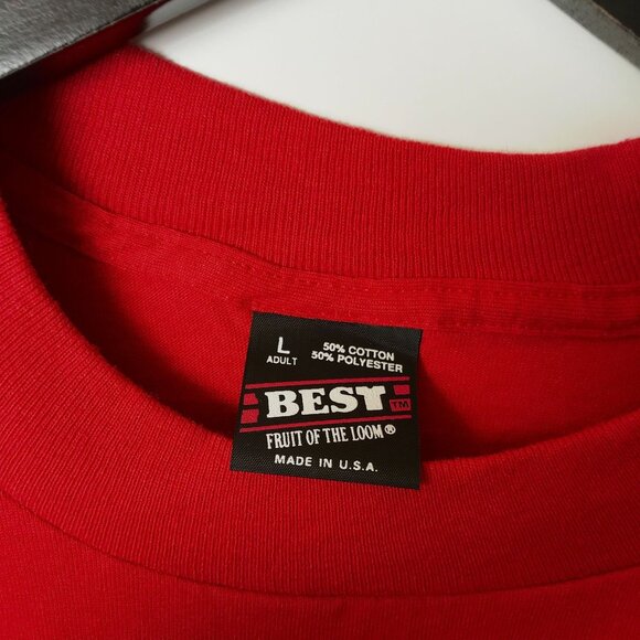 Monu-Cad T Shirt Vintage 90s Adult Red Large L Computer Applications USA 50/50 - Picture 13 of 16